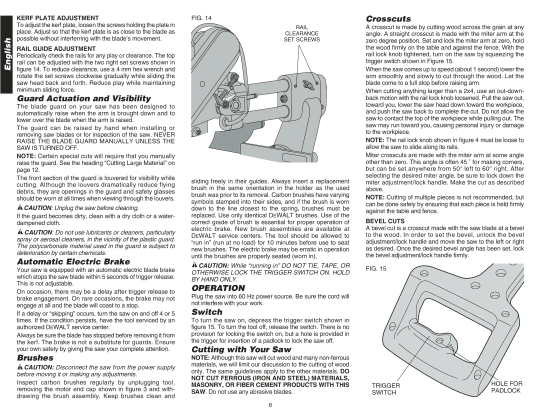 DeWalt DW708 instruction manual Operation 