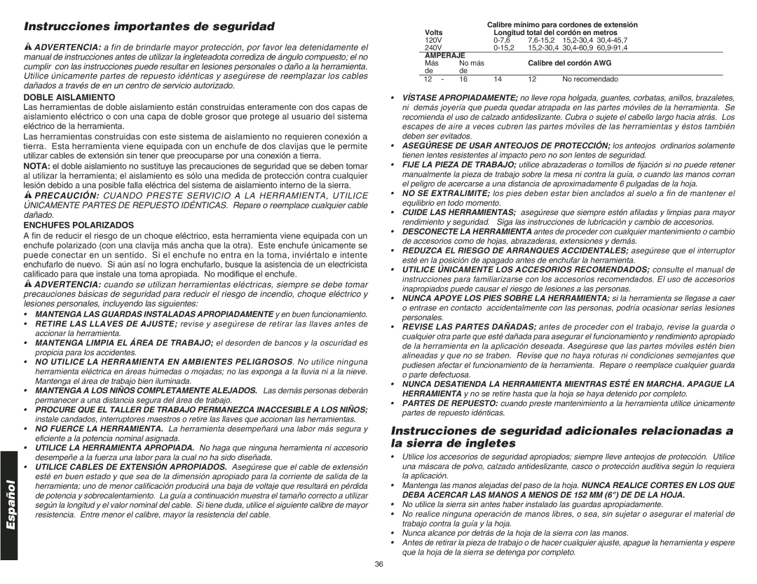 DeWalt DW708 instruction manual Instrucciones importantes de seguridad, Doble Aislamiento, Enchufes Polarizados 