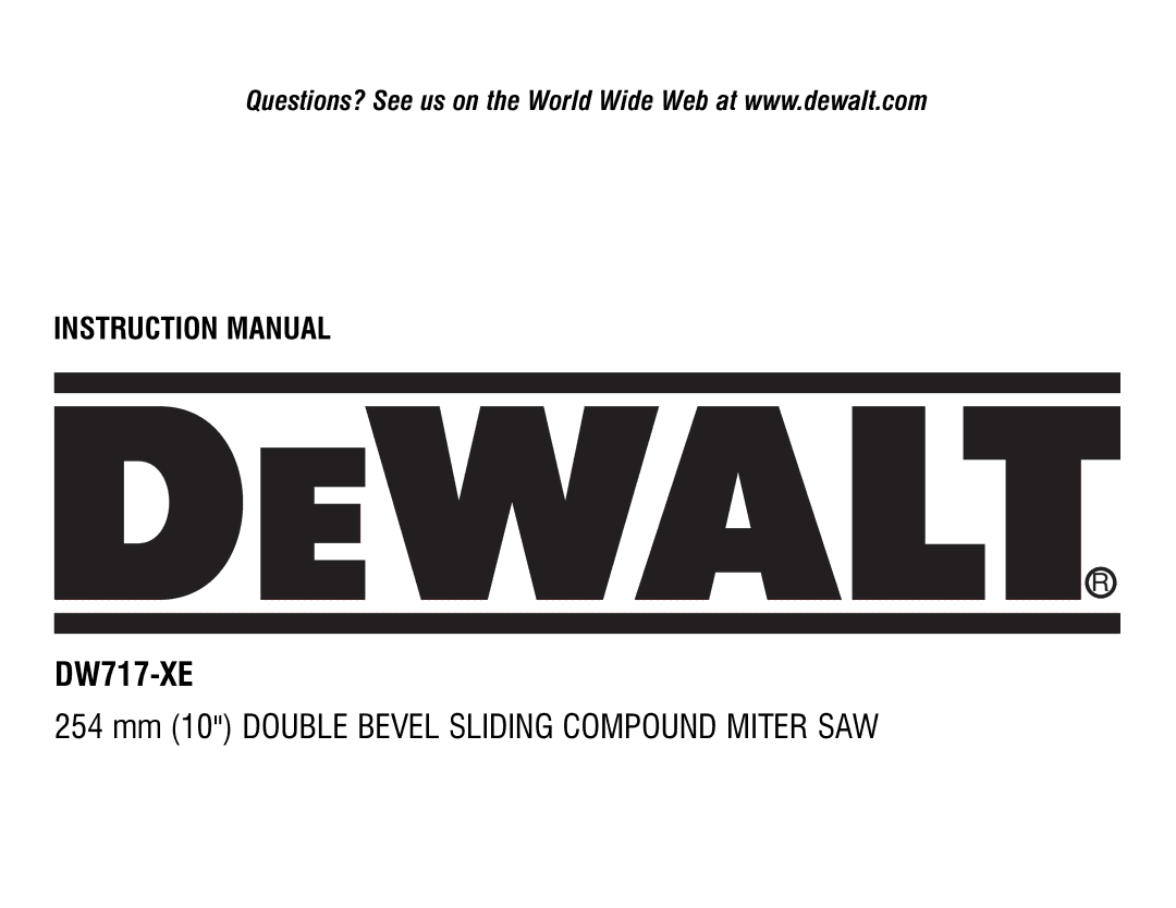 DeWalt instruction manual DW717-XE 