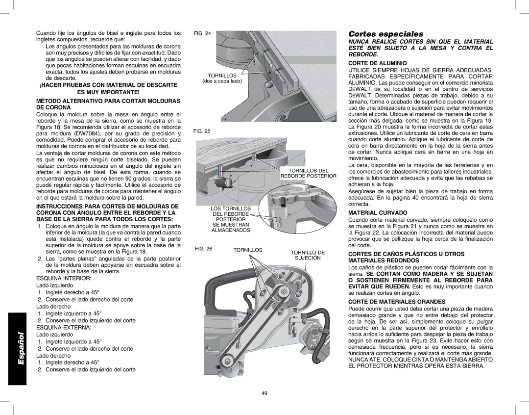 DeWalt DW717 Cortes especiales, Corte DE Aluminio, Material Curvado, Cortes DE Caños Plásticos U Otros Materiales Redondos 