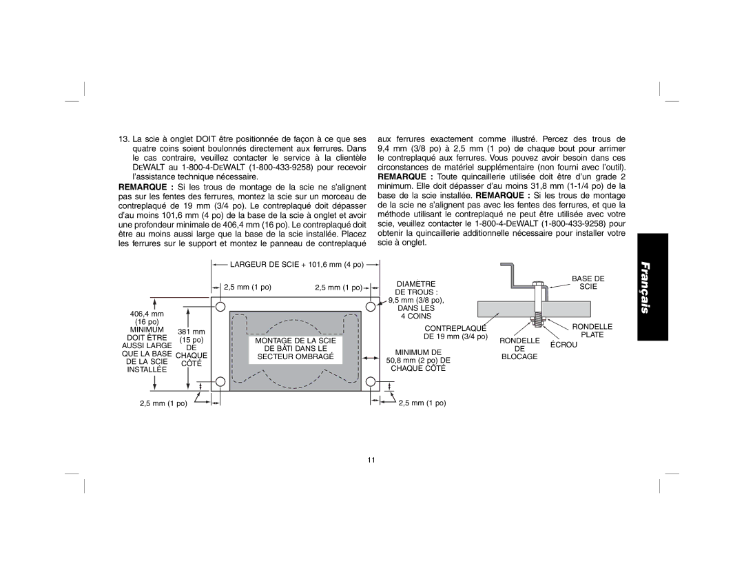 DeWalt DW723 instruction manual Doit Être 