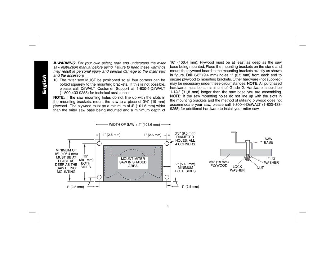 DeWalt DW723 instruction manual Minimum 