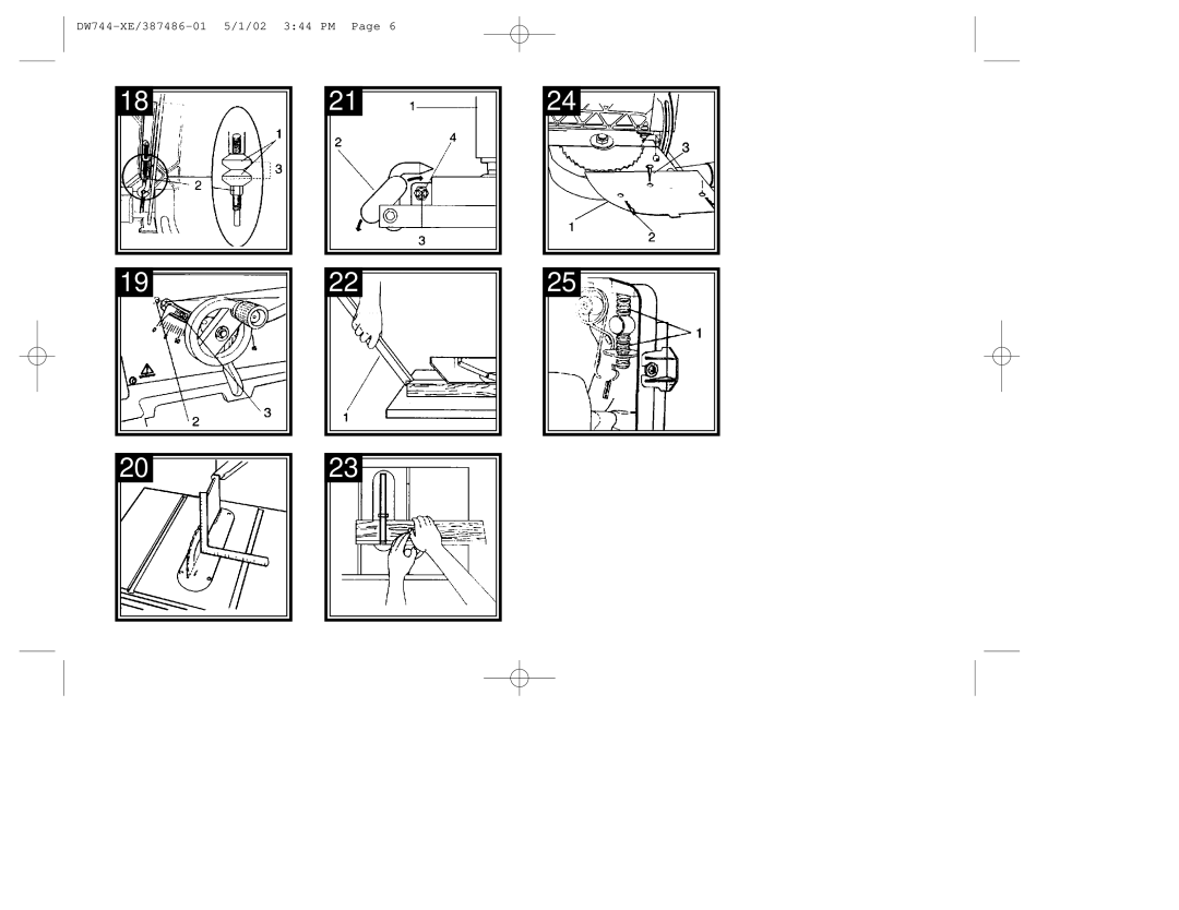 DeWalt DW744XRS instruction manual DW744-XE/387486-01 5/1/02 344 PM 