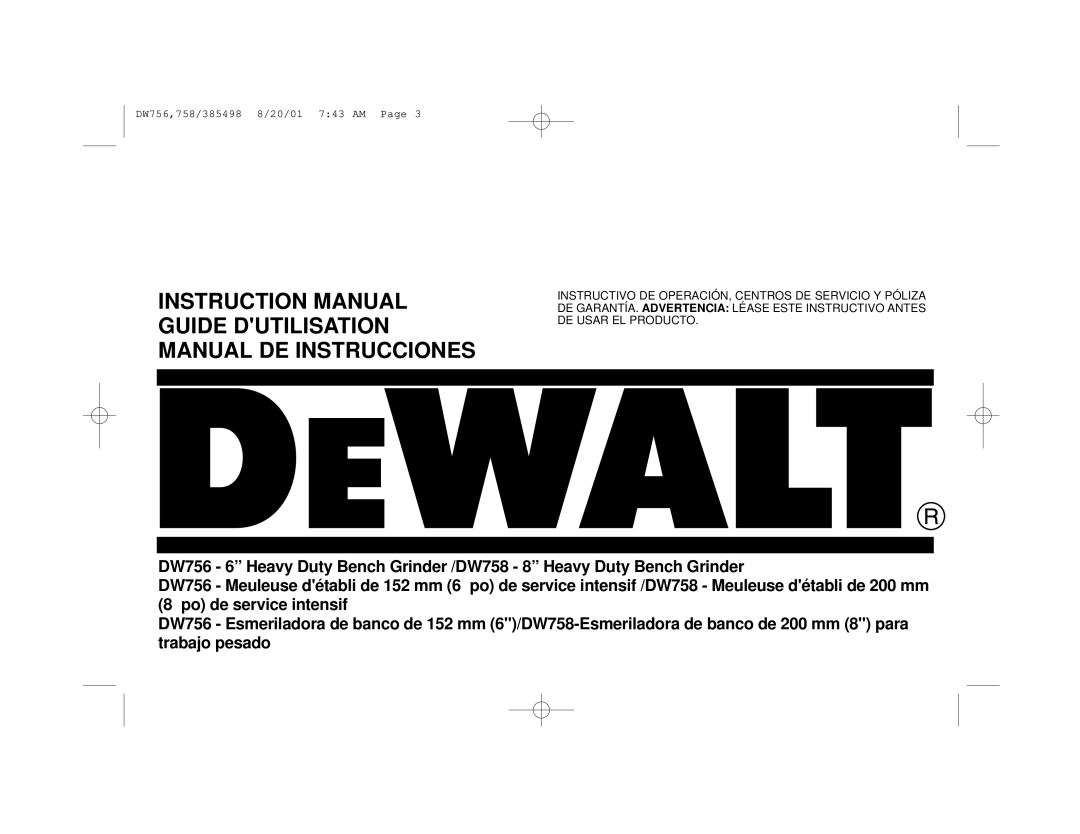 DeWalt manual DW756,758/385498 8/20/01 743 AM 