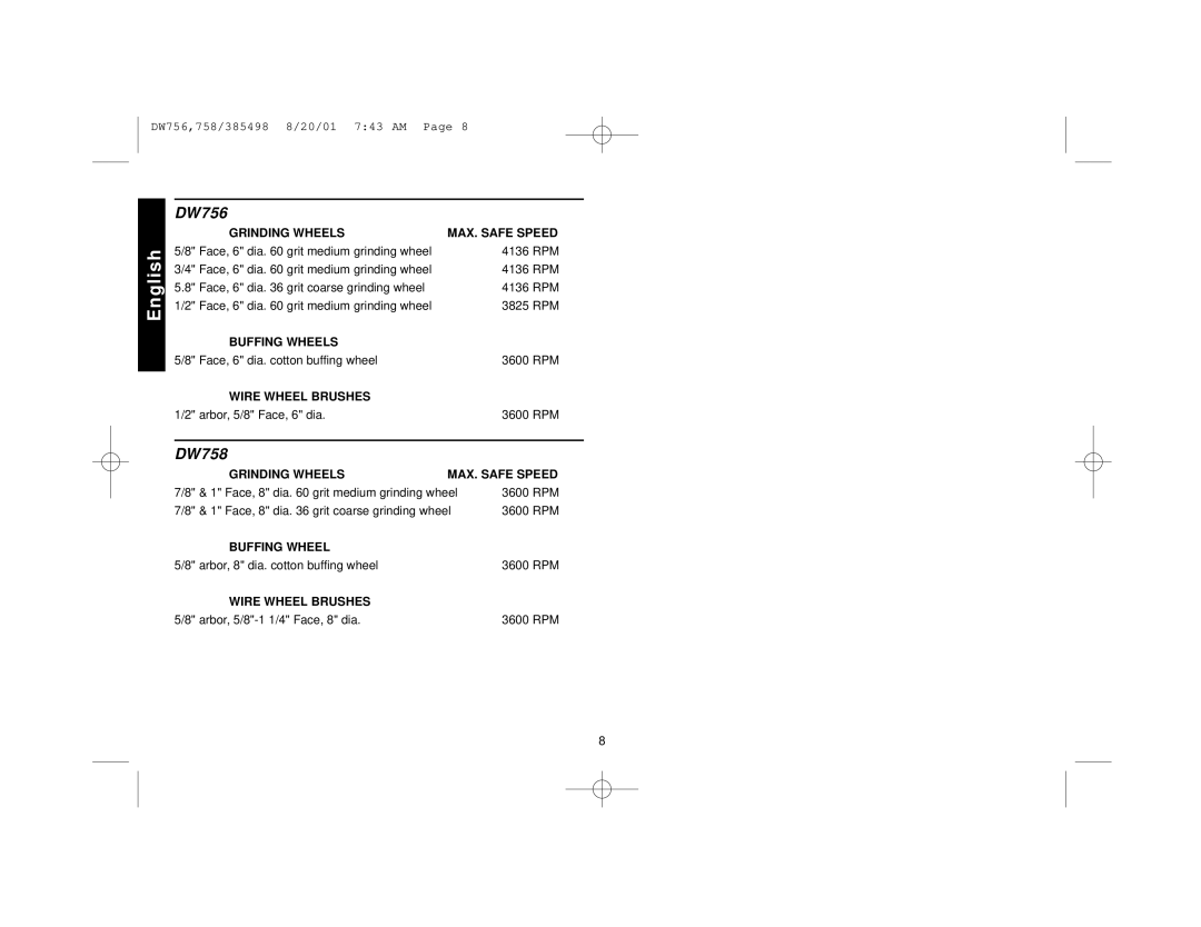 DeWalt DW758 instruction manual DW756 