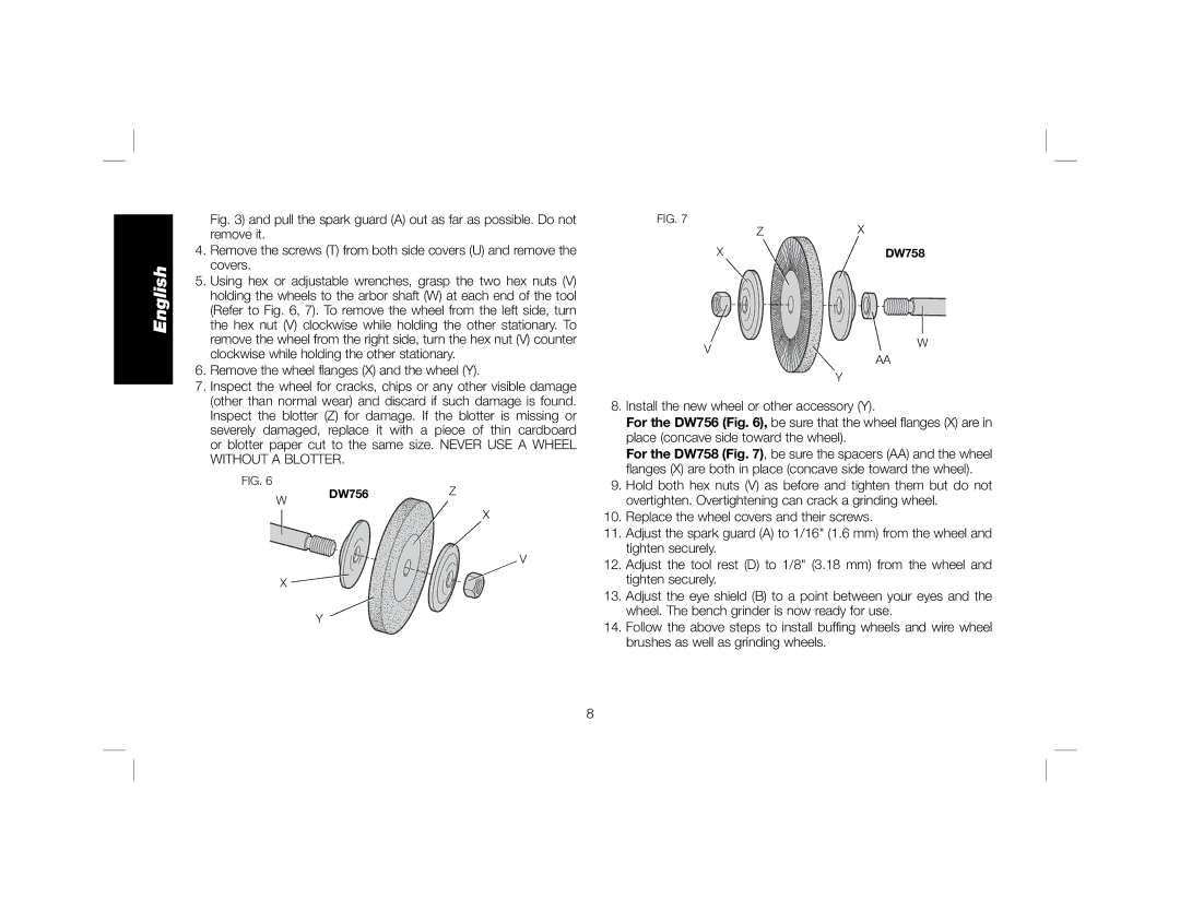 DeWalt instruction manual DW756 DW758 