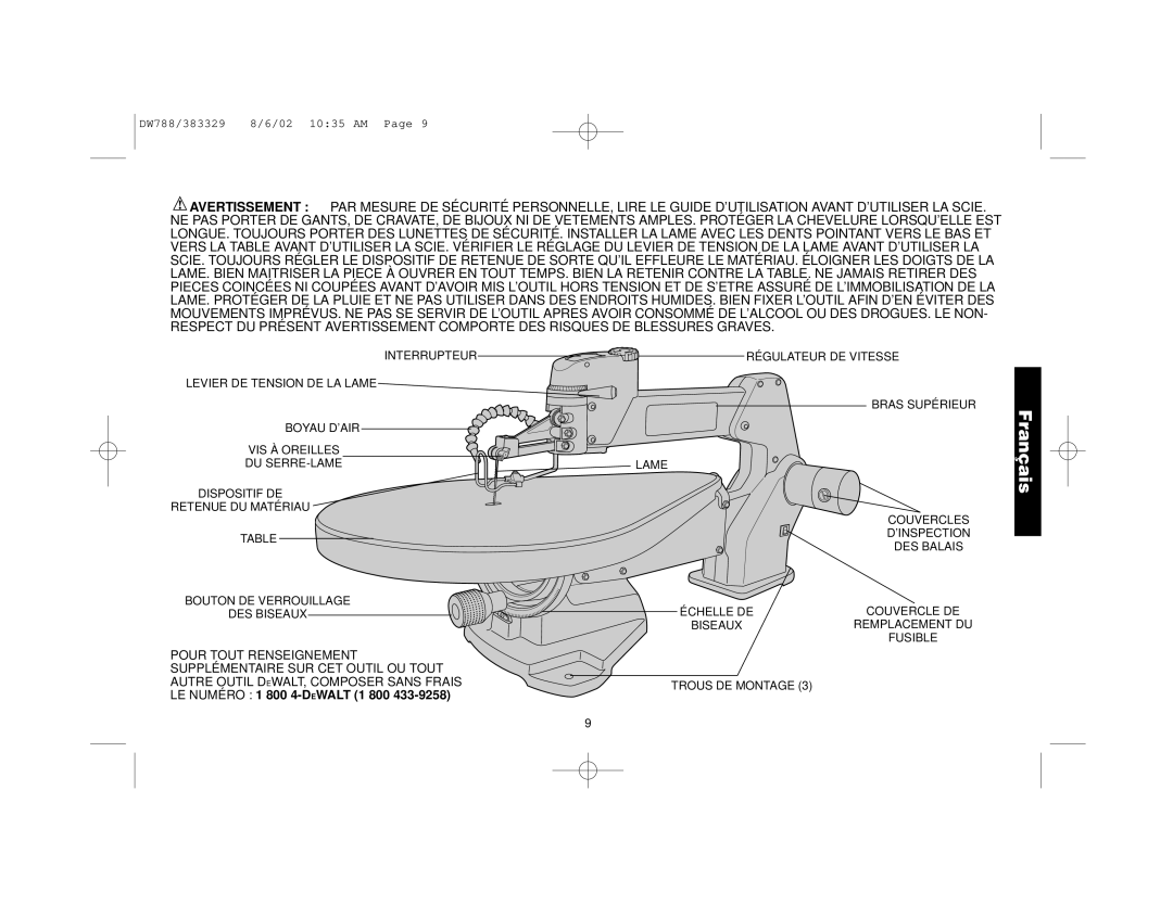 DeWalt DW788 manual Français 