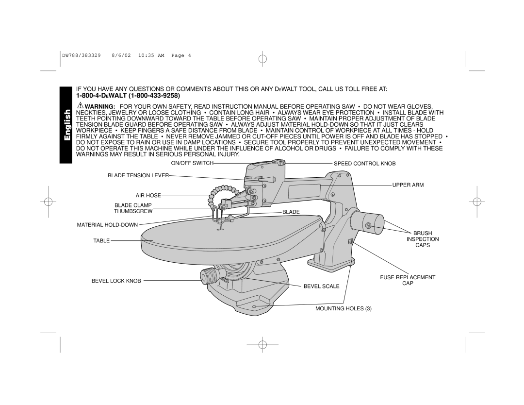 DeWalt DW788 manual English 