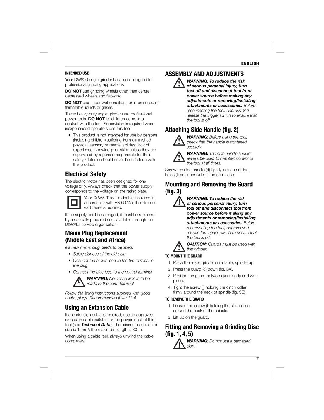 DeWalt DW820 manual Assembly and Adjustments 