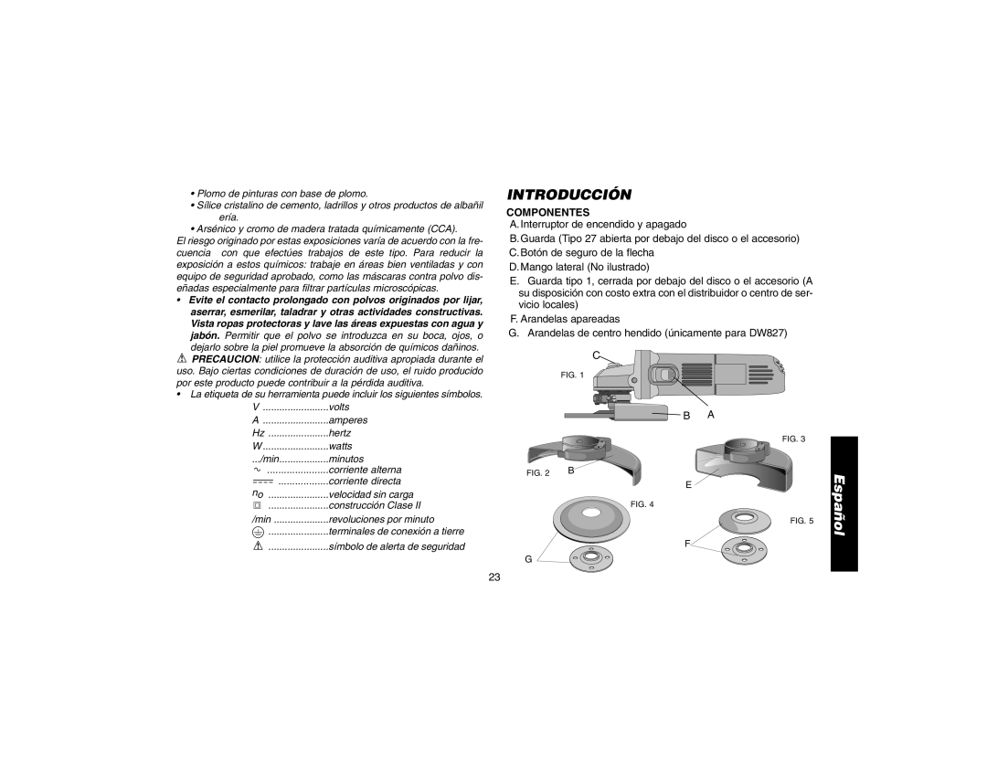 DeWalt DW824, DW827, DW818, DW821 manual Introducción, Componentes 