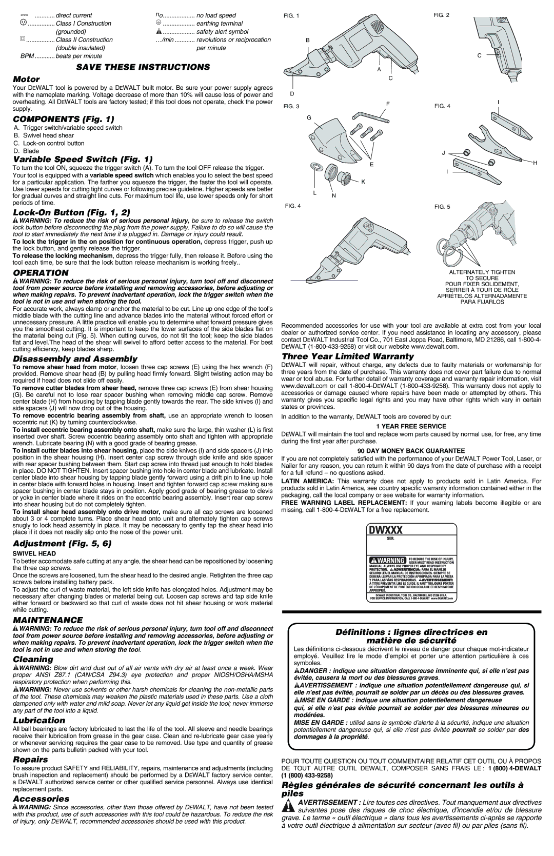 DeWalt DW891, DW890 instruction manual Operation, Maintenance 