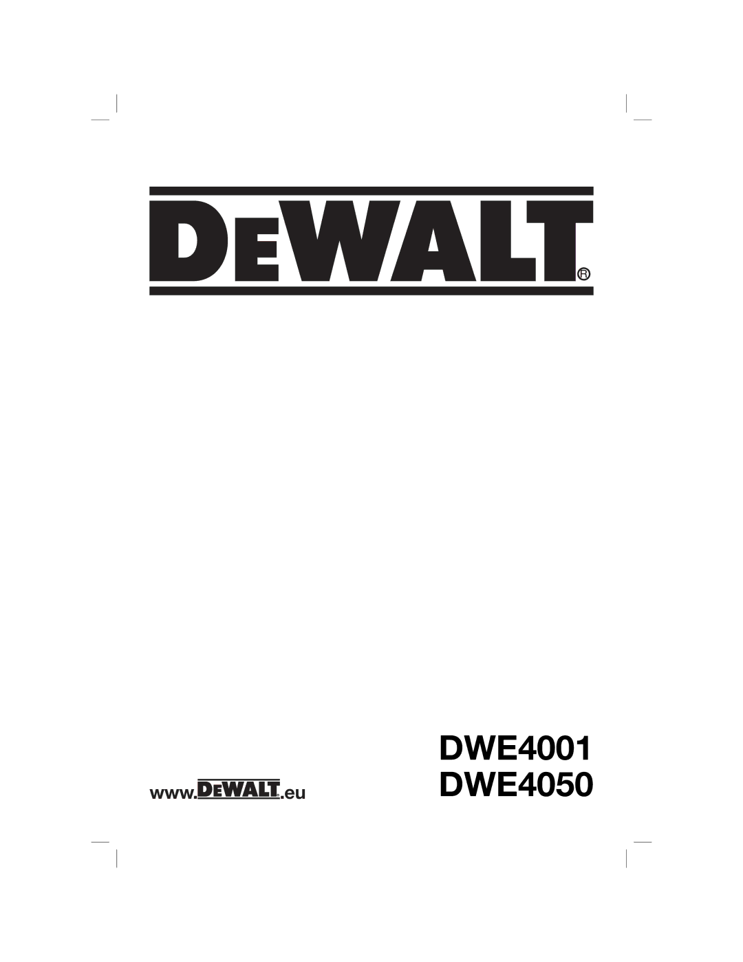 DeWalt manual DWE4001 DWE4050 