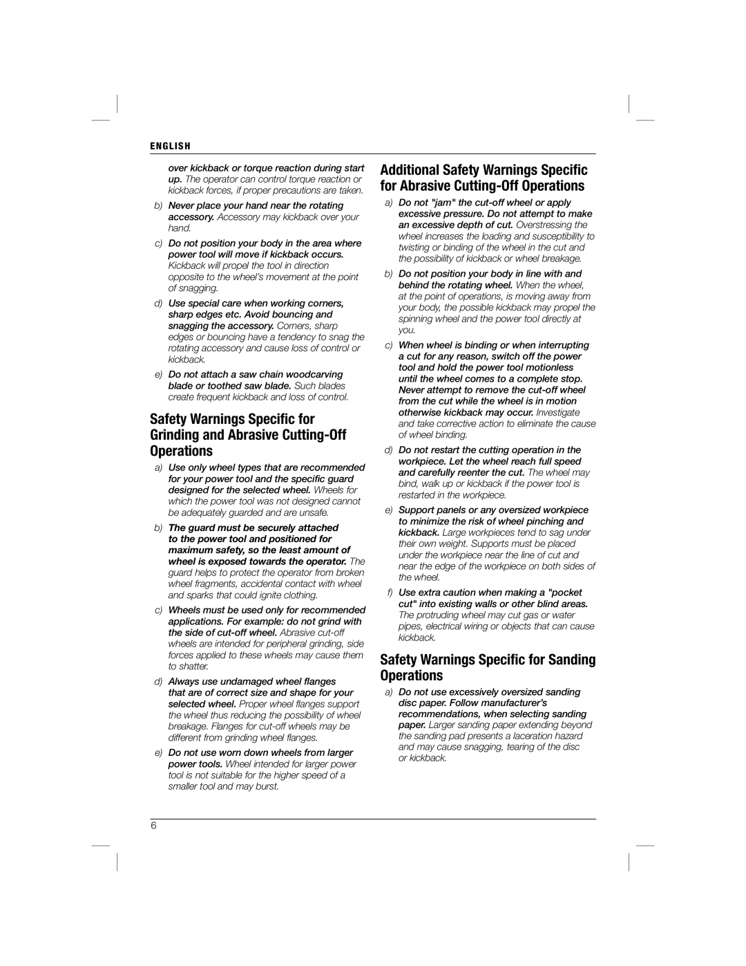 DeWalt DWE4001, DWE4050 manual Safety Warnings Speciﬁc for Sanding Operations 