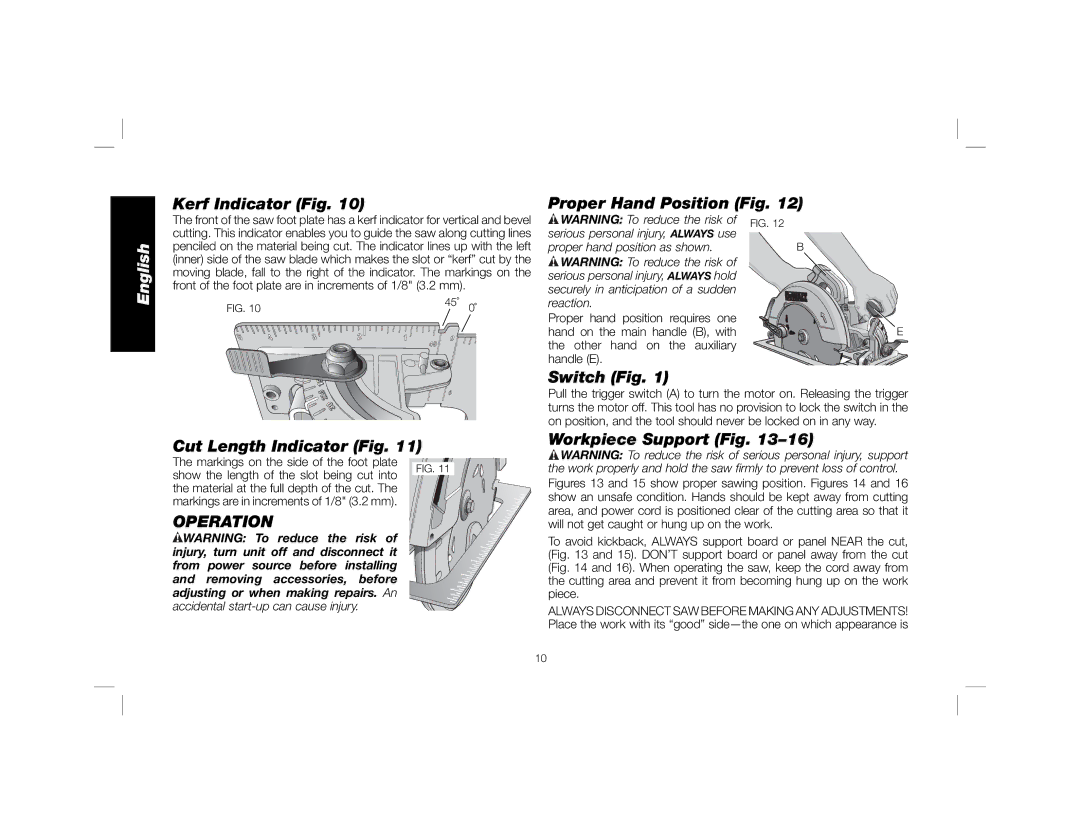 DeWalt DWE575SB instruction manual Operation 