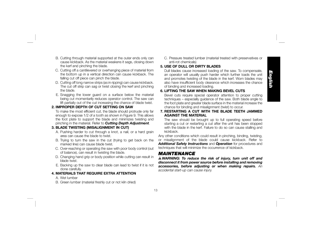 DeWalt DWE575SB instruction manual Maintenance 