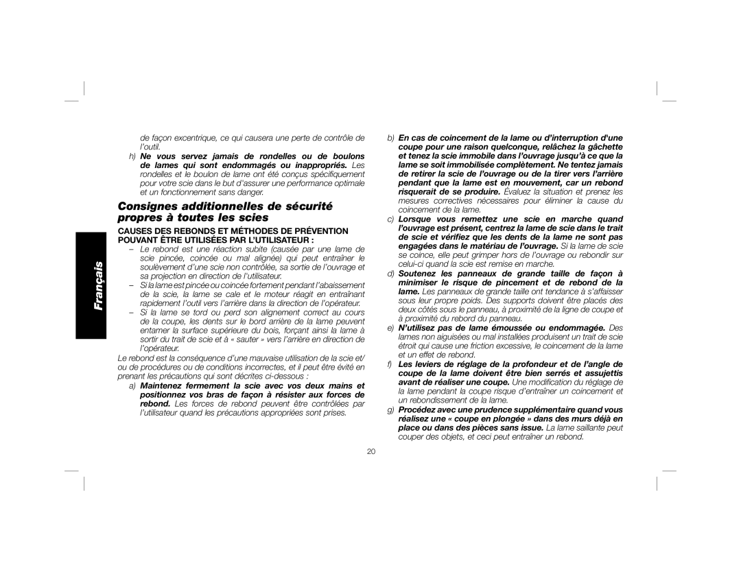 DeWalt DWE575SB instruction manual Français 