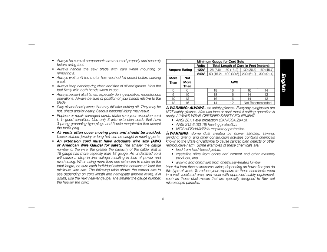 DeWalt DWE575SB instruction manual Arsenic and chromium from chemically-treated lumber 