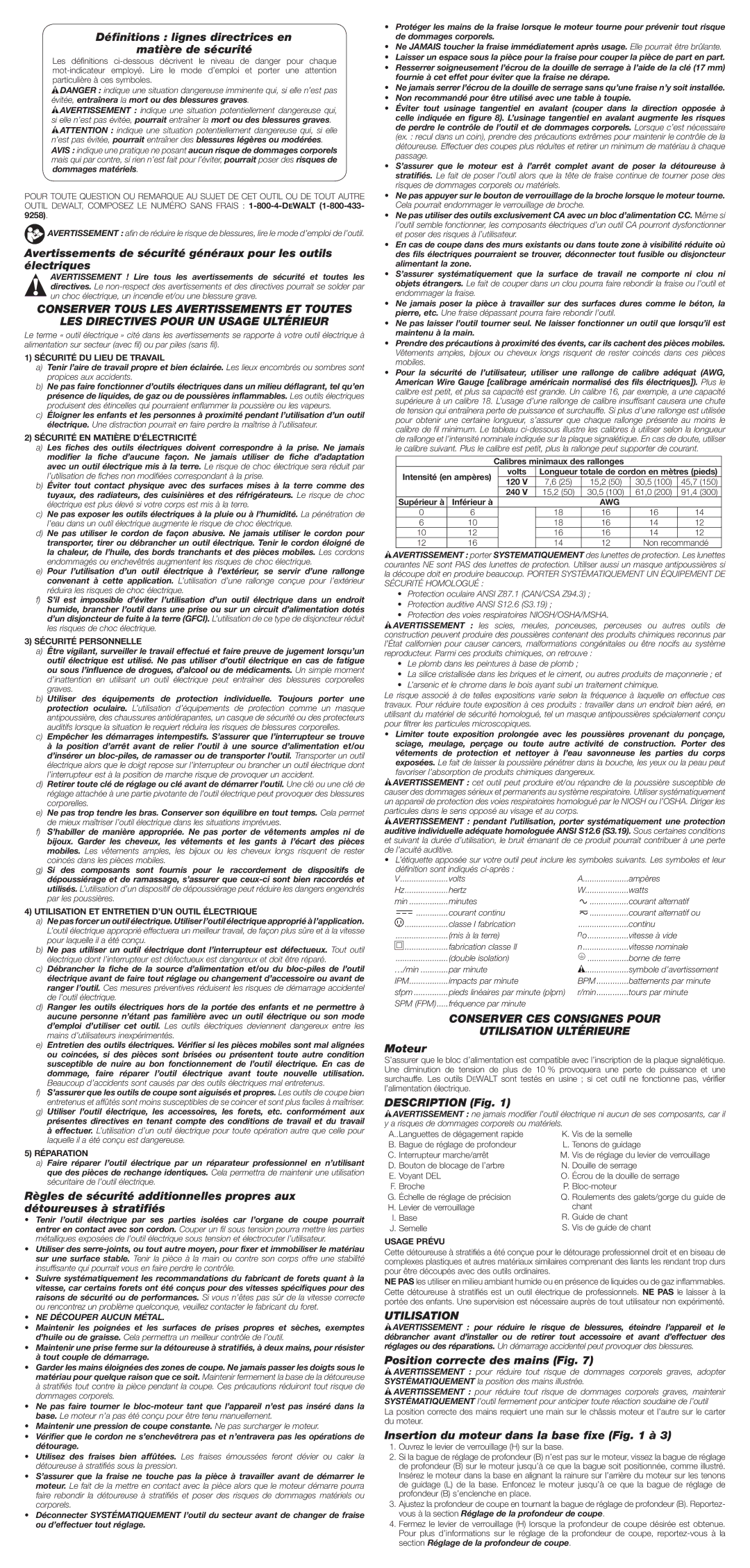 DeWalt DWE6000 instruction manual Conserver CES Consignes Pour Utilisation Ultérieure 