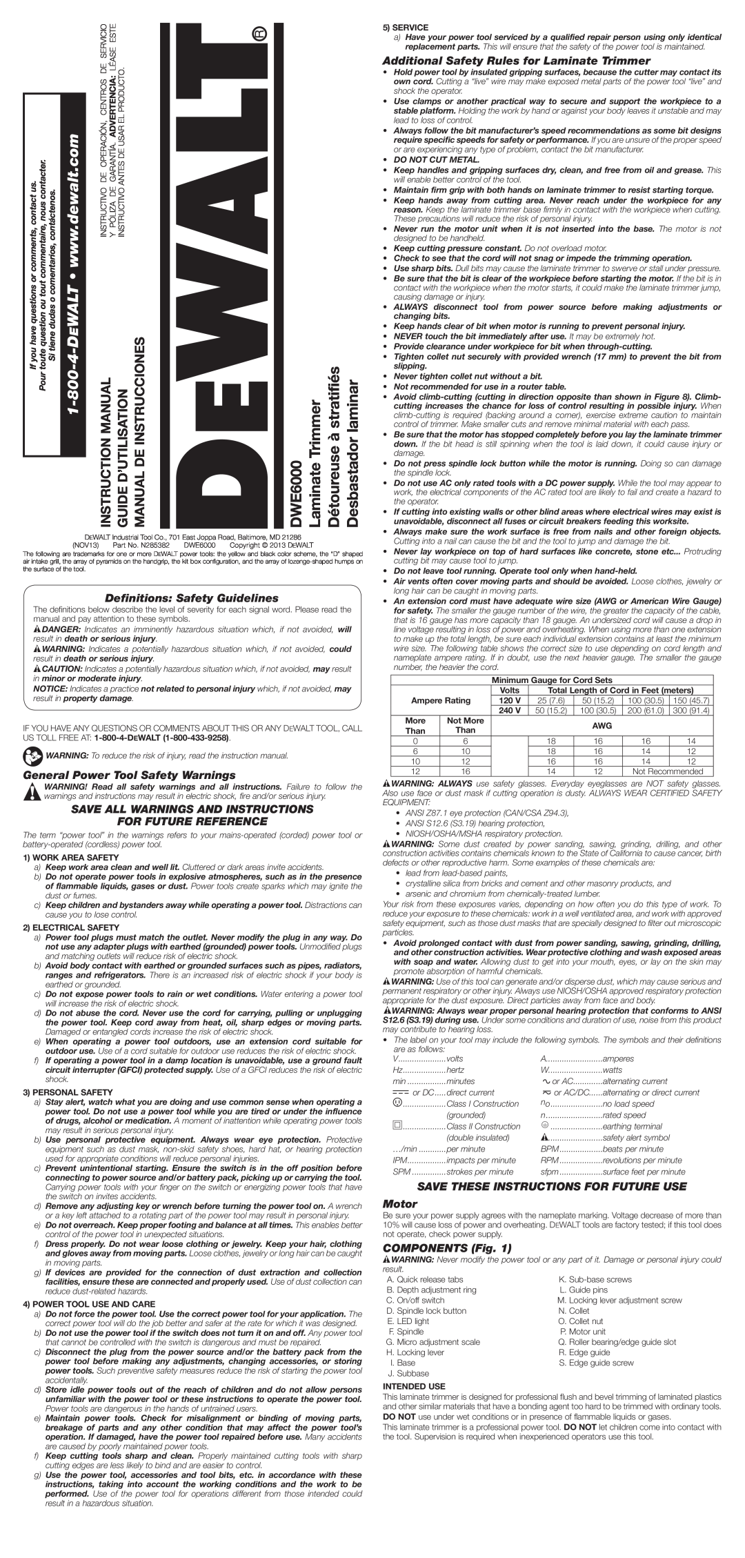 DeWalt DWE6000 instruction manual Instruccionesdemanual 