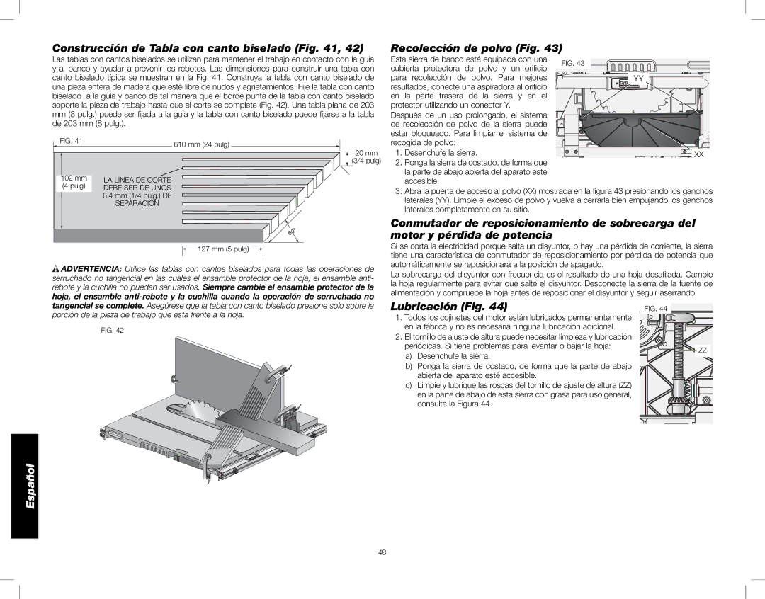 DeWalt DWE7491, DWE7490 instruction manual Lubricación Fig, Consulte la Figura 