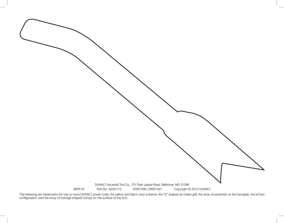 DeWalt DWE7491, DWE7490 instruction manual Copyright 2013 D Ewalt 