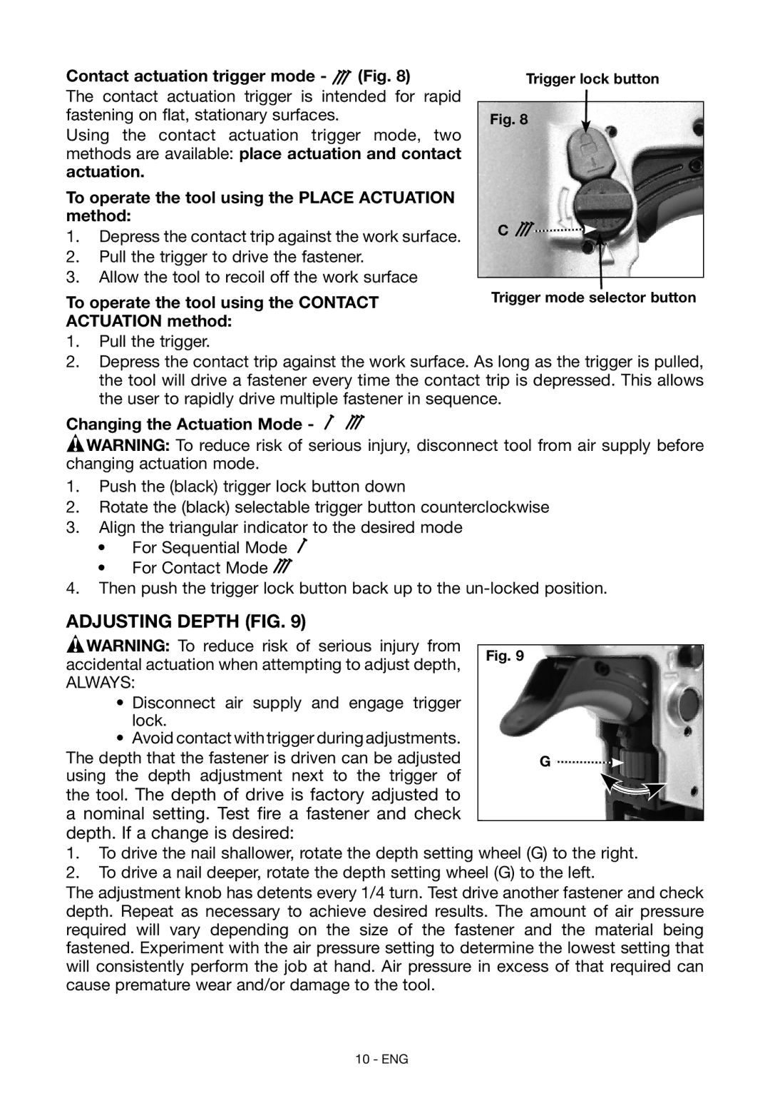 DeWalt DWFP12658 instruction manual Adjusting Depth FIG 