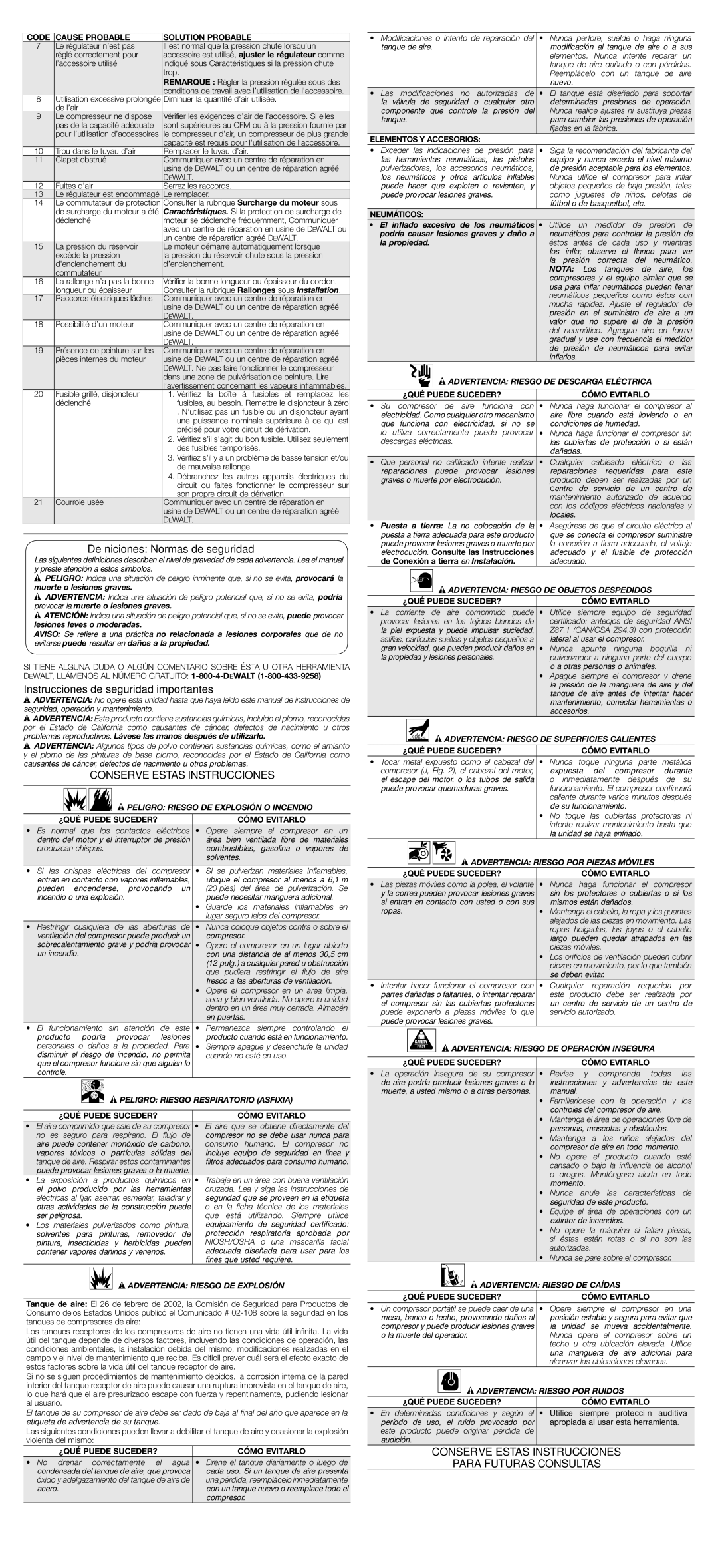 DeWalt DWFP55126 Definiciones Normas de seguridad, Instrucciones de seguridad importantes, Conserve Estas Instrucciones 