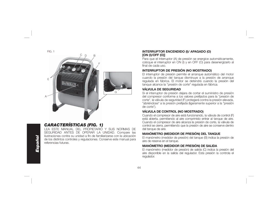 DeWalt DWFP55130 instruction manual Características FIG 