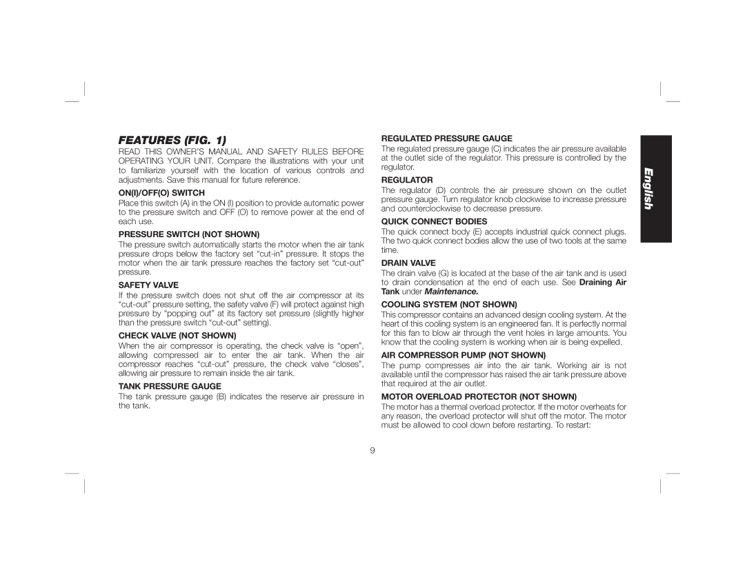 DeWalt DWFP55130 instruction manual Features FIG, Tank under Maintenance 