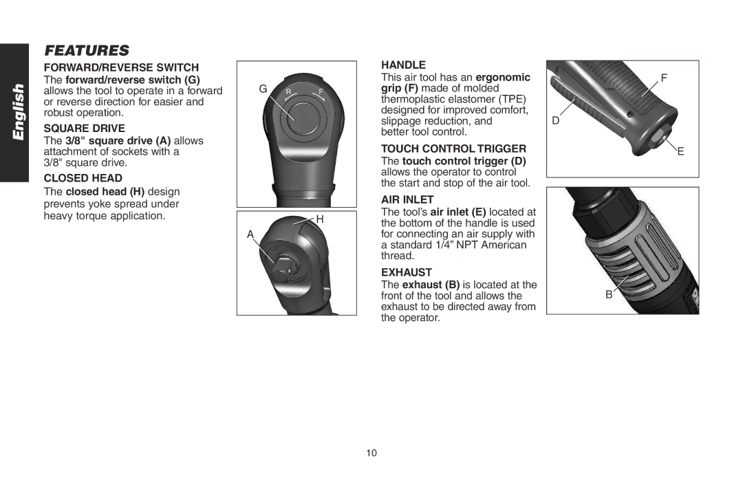 DeWalt DWMT70776L instruction manual Features 