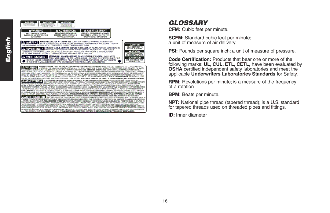 DeWalt DWMT70782L instruction manual Glossary, Atención 