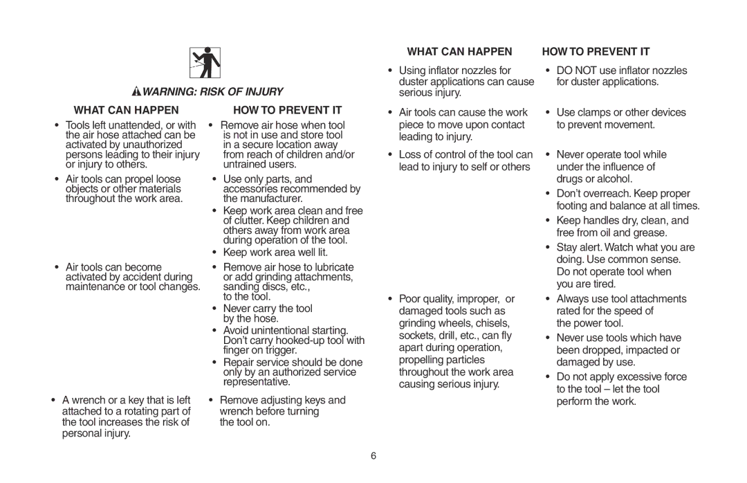 DeWalt DWMT70782L instruction manual Using inflator nozzles for 