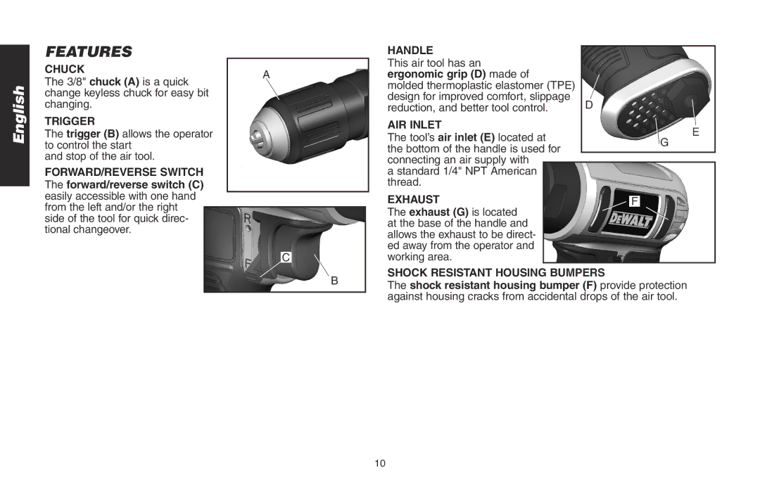 DeWalt DWMT70786L instruction manual Features 