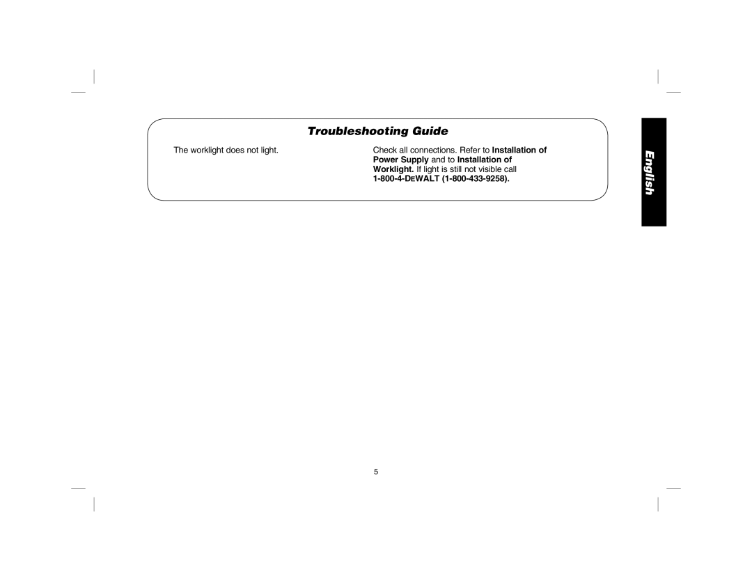 DeWalt DWS7085 instruction manual Troubleshooting Guide 