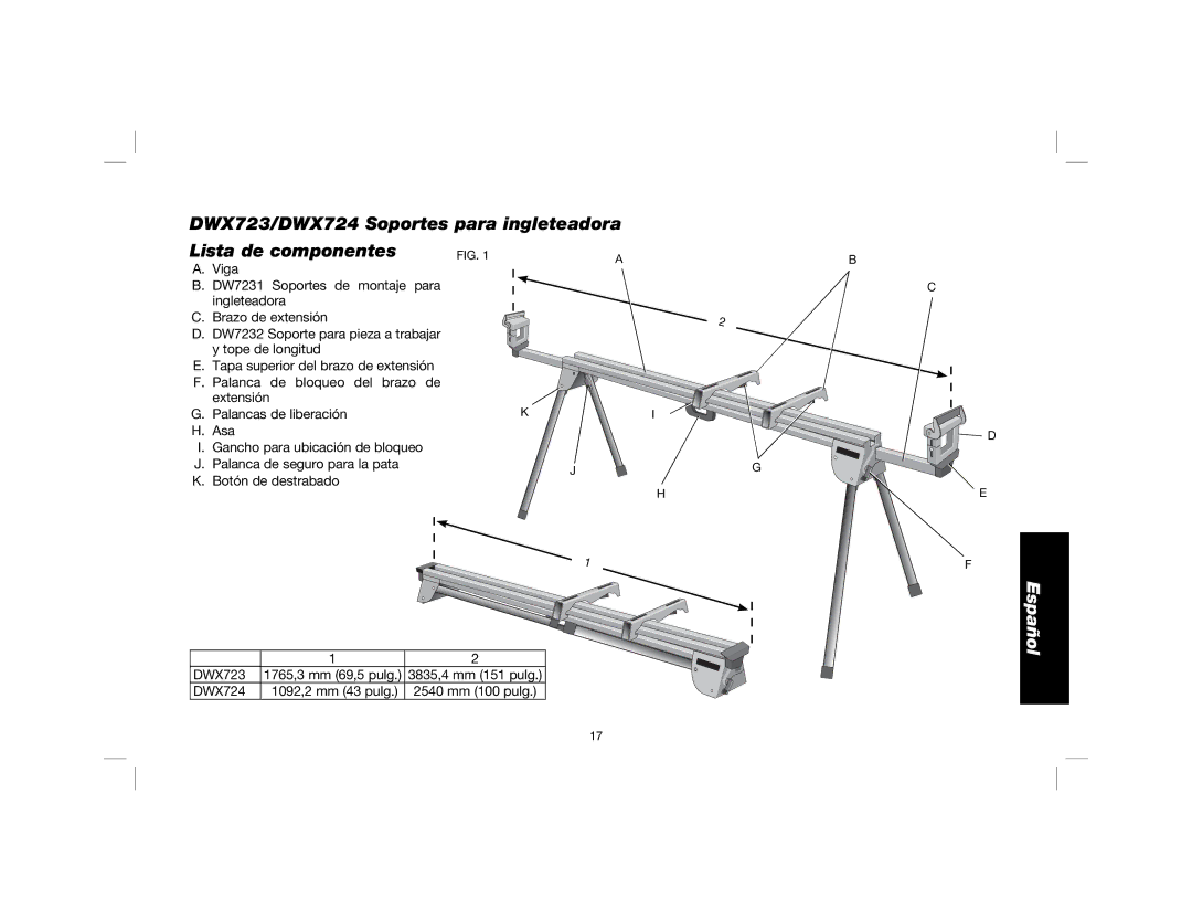 DeWalt DW7231, DWX723, DWX724 instruction manual Español 