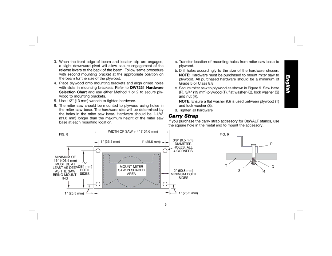 DeWalt DW7231, DWX723, DWX724 instruction manual Carry Strap 