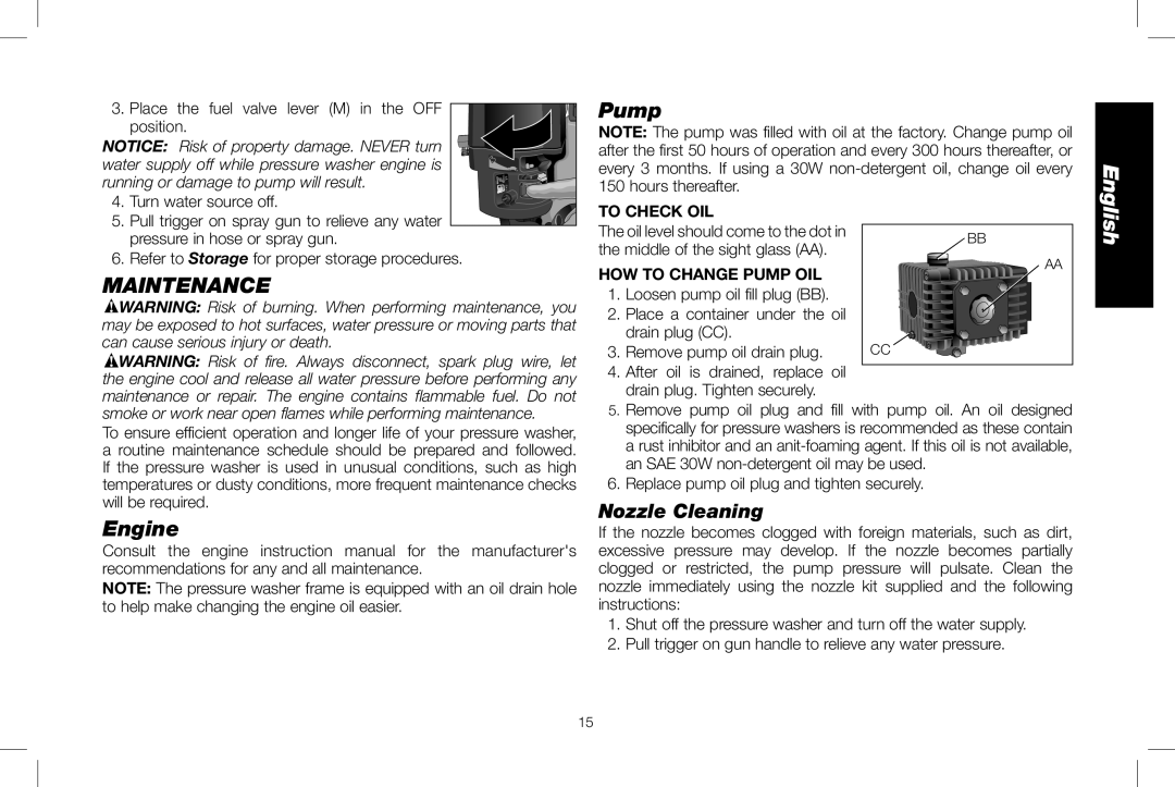 DeWalt DXPW3025 instruction manual Maintenance, Engine, To Check Oil, How To Change Pump Oil 