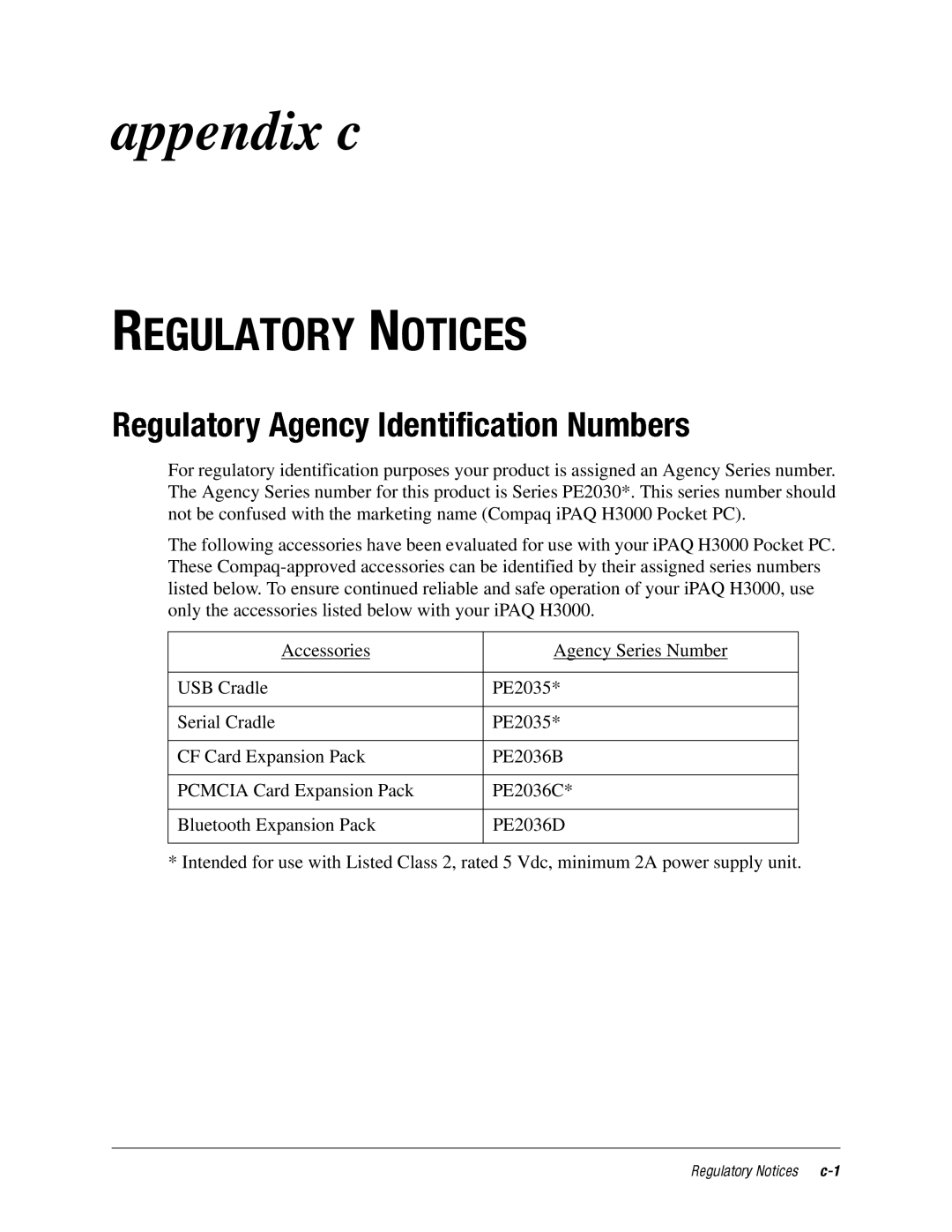 DeWalt IPAQ H3000 manual RegulatoryappendixAgencyNIdentificationS Numbers 