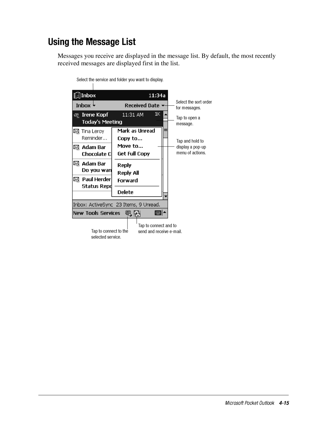 DeWalt IPAQ H3000 manual MicrosoftPocketOutlook4-15 