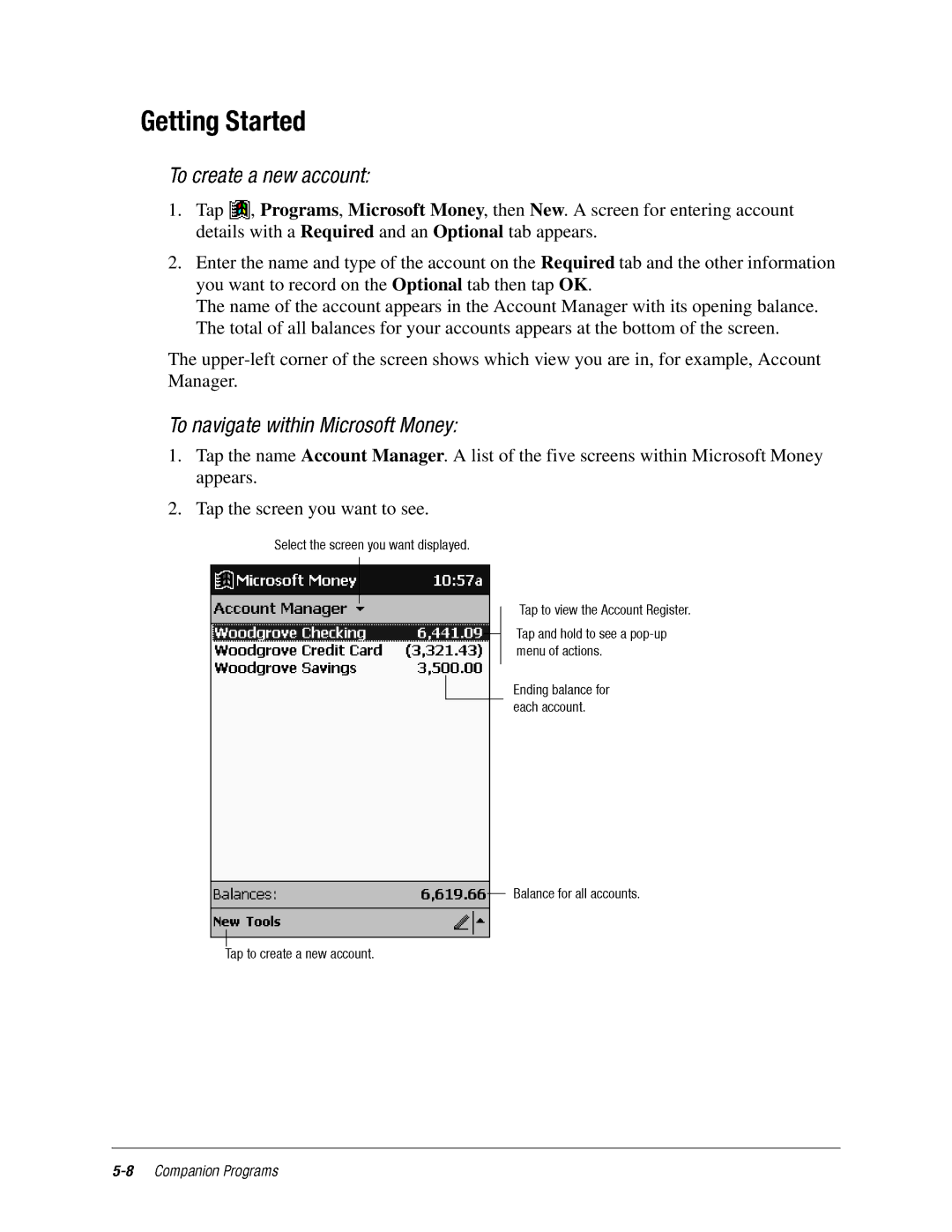 DeWalt IPAQ H3000 manual GettingcreateStartednewaccount 