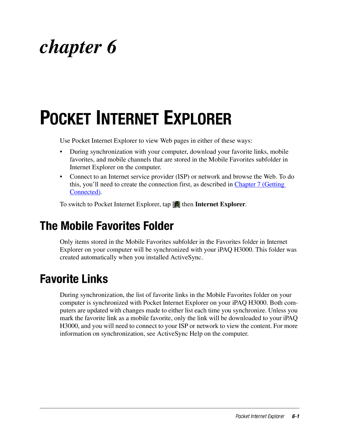 DeWalt IPAQ H3000 manual Pocket IFavoritesNTERNET Explorer 