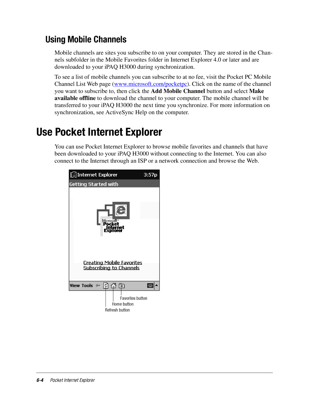DeWalt IPAQ H3000 manual UsingMobileChannels 