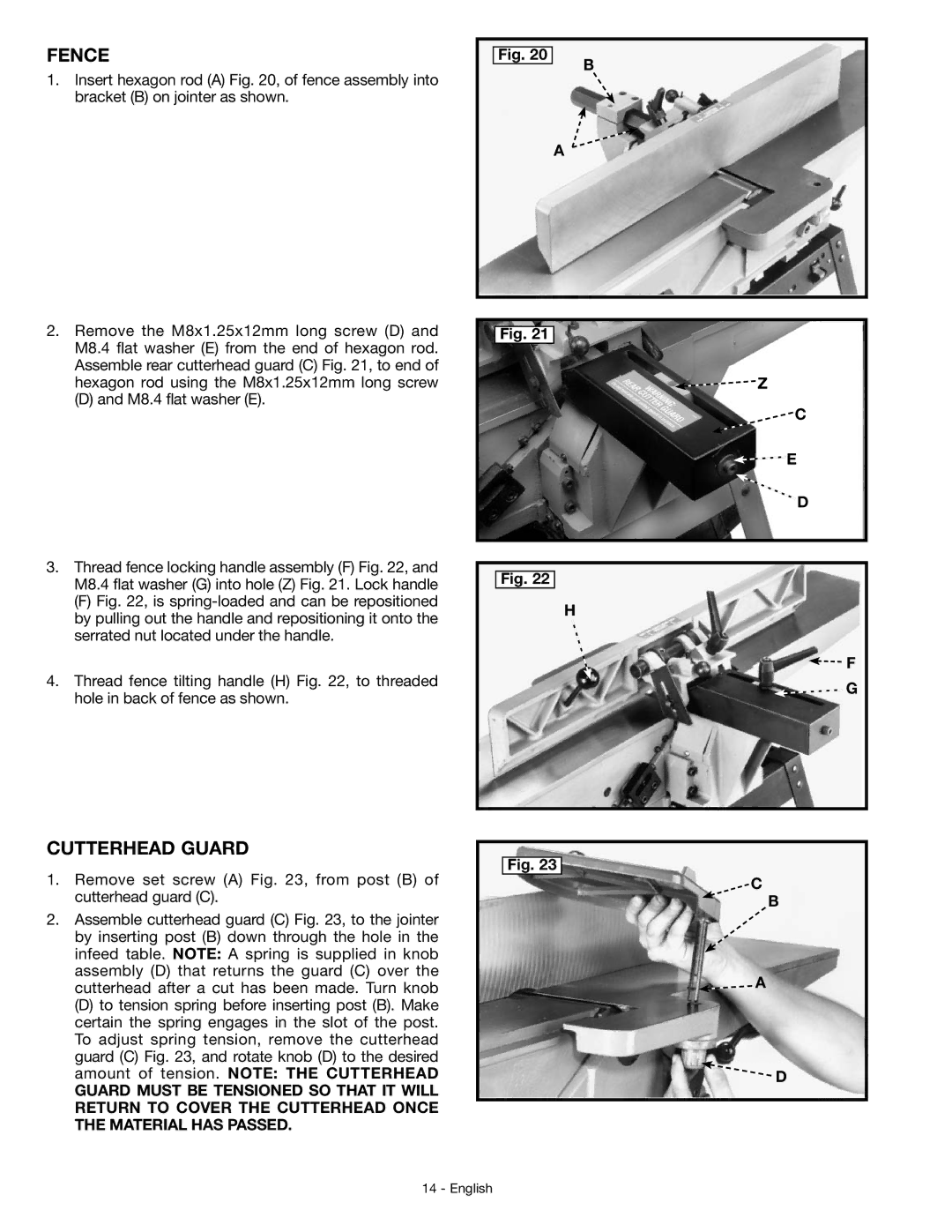 DeWalt JT360 instruction manual Fence, Cutterhead Guard 