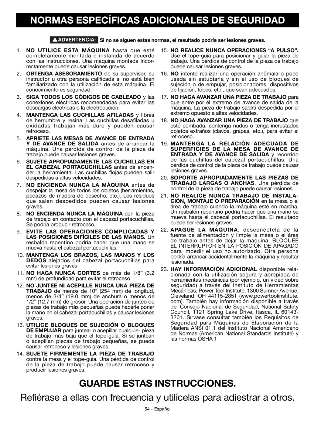 DeWalt JT360 instruction manual Normas Específicas Adicionales DE Seguridad, Guarde Estas Instrucciones 