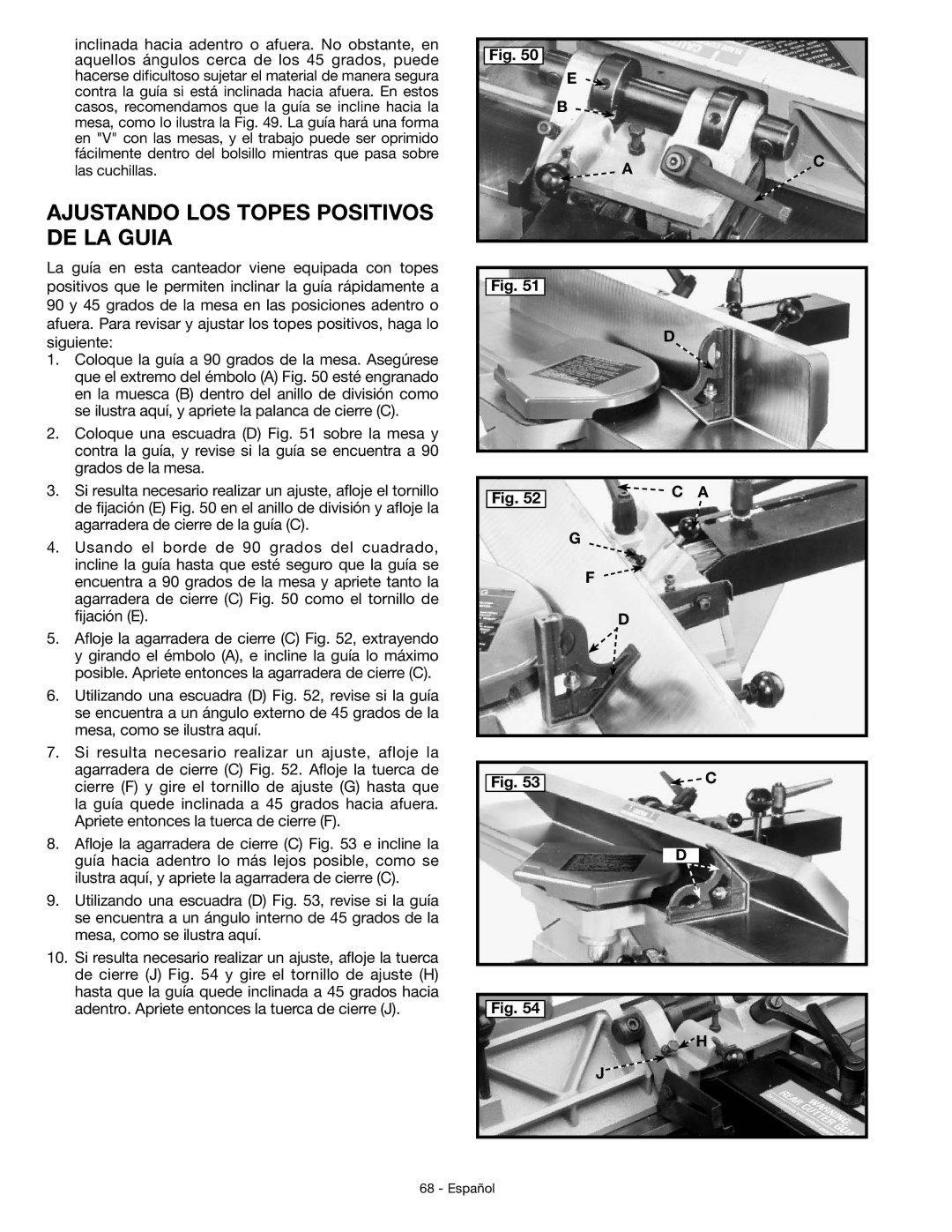 DeWalt JT360 instruction manual Ajustando LOS Topes Positivos DE LA Guia 