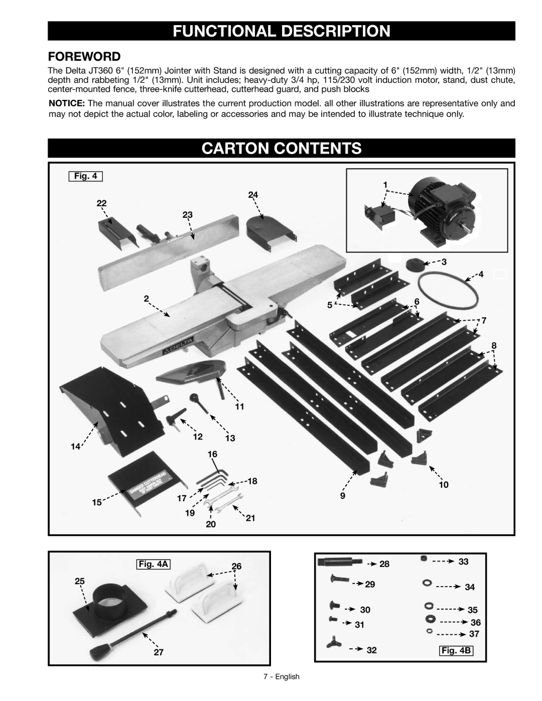 DeWalt JT360 instruction manual Functional Description, Carton Contents 