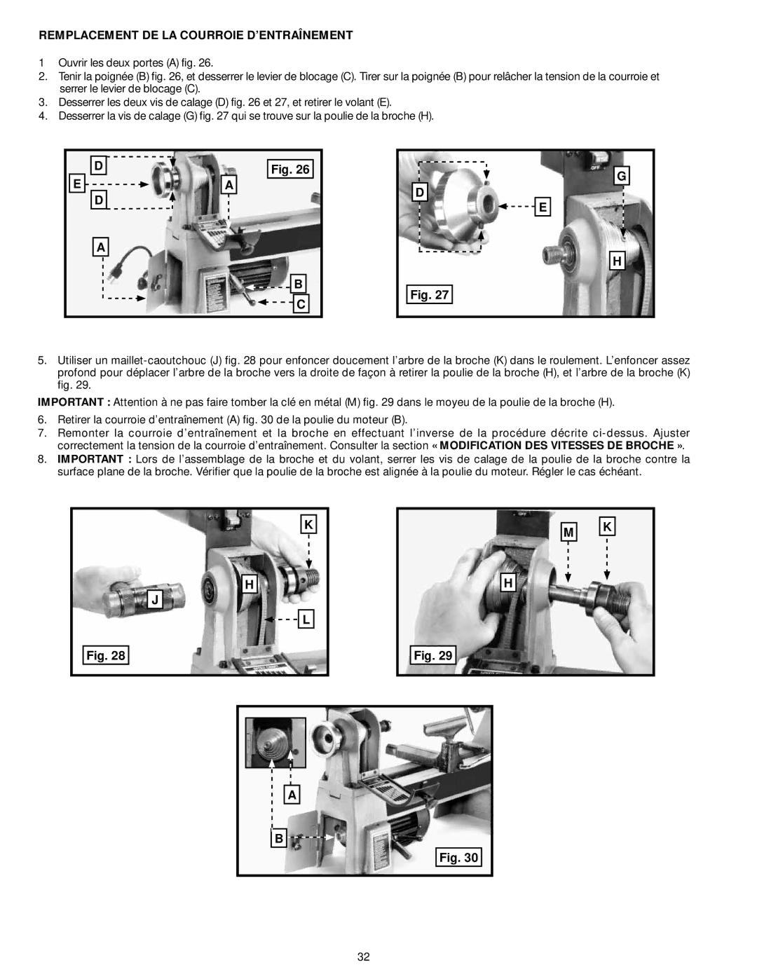 DeWalt LA200 instruction manual Remplacement DE LA Courroie D’ENTRAÎNEMENT 