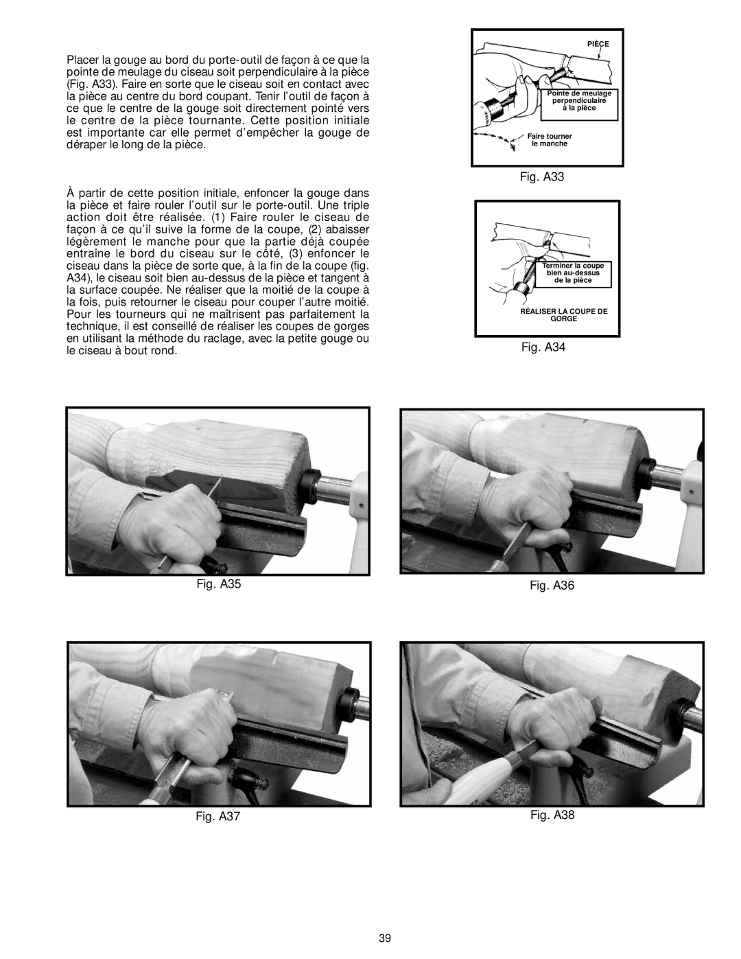 DeWalt LA200 instruction manual Réaliser LA Coupe DE Gorge 