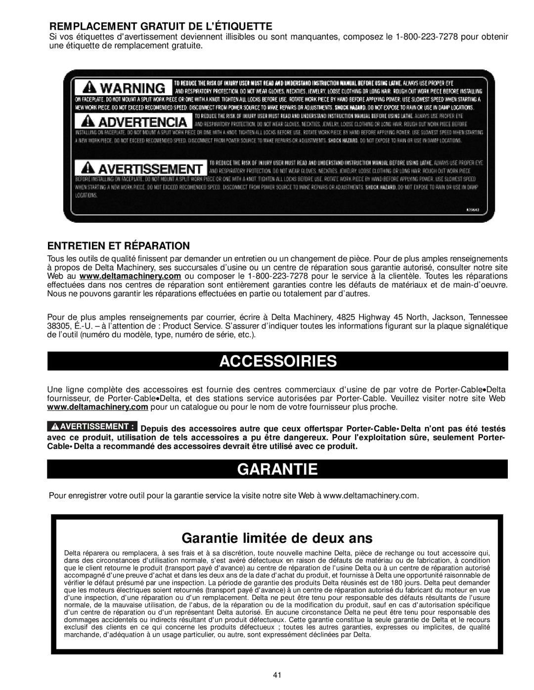 DeWalt LA200 instruction manual Accessoiries, Garantie, Remplacement Gratuit DE Létiquette, Entretien ET Réparation 