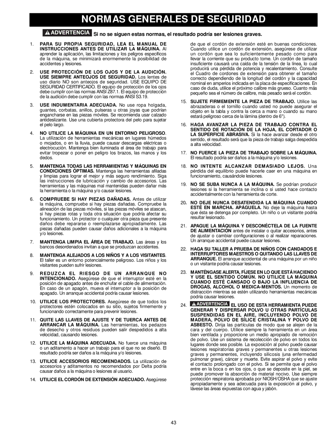 DeWalt LA200 instruction manual Normas Generales DE Seguridad, EL USO DE Esta Herramienta Puede 